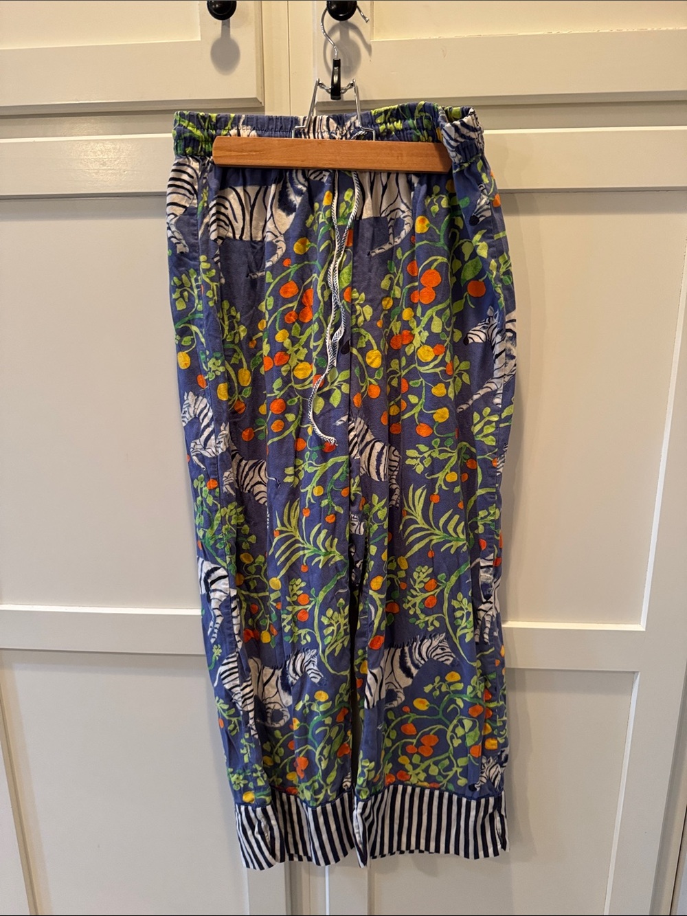 Blue Botanical Print Drawstring Lounge Pants